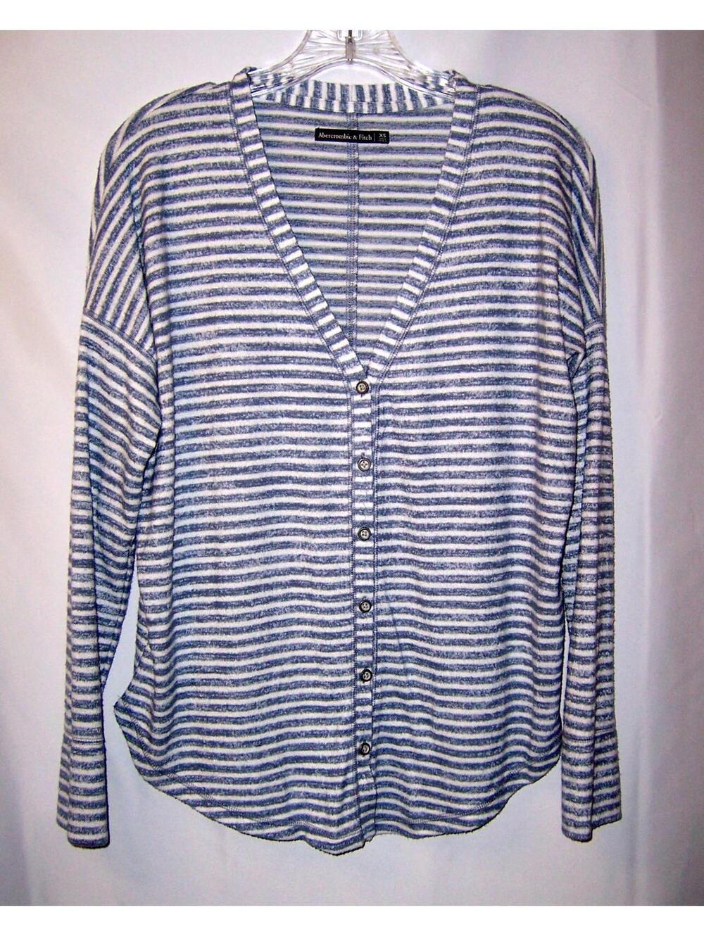 Abercrombie & Fitch Striped Button-Front Top Blue/White - XS